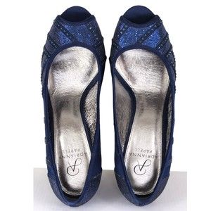 Adrianna Papell Women's Navy Glitter Leather Peep Toe  8.5 M find at Poshmark